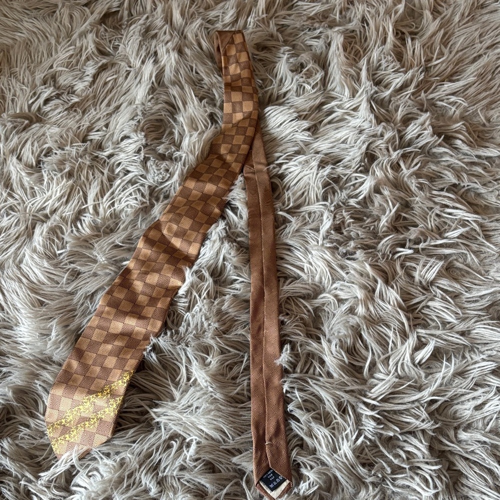 Versace Brown Geometric Pattern Tie - image 1